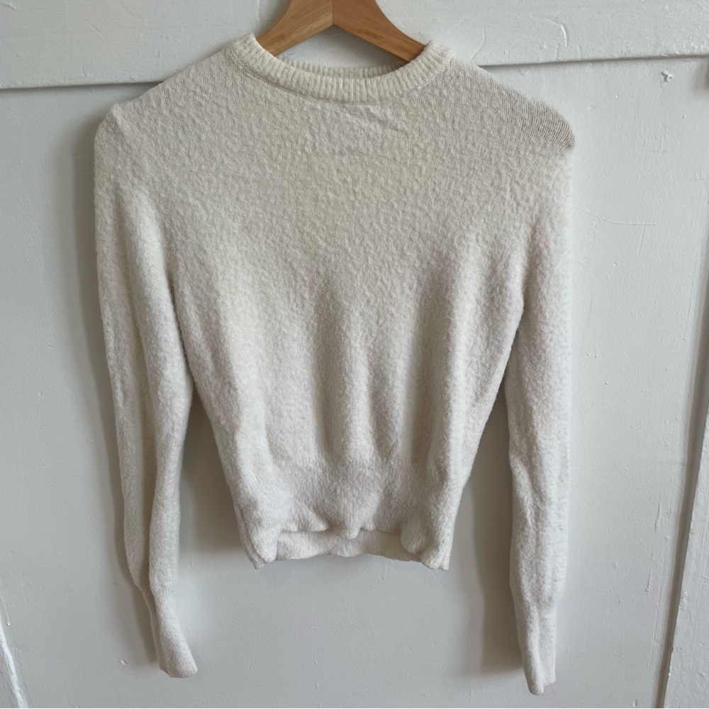Zara Cream Textured Crew Neck Sweater